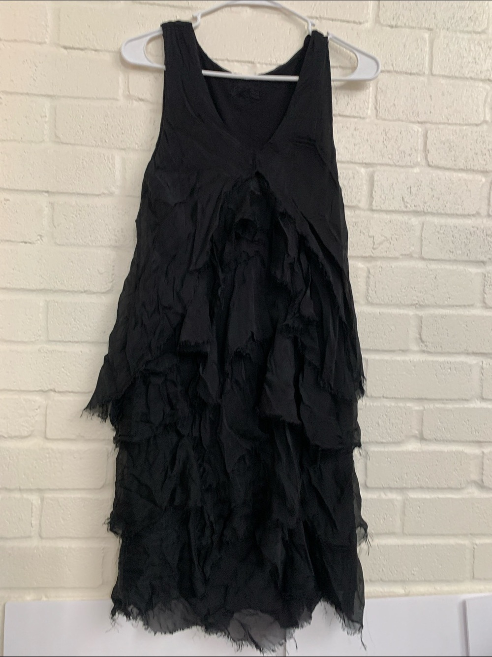 Black Layered Ruffle Sleeveless Dress small